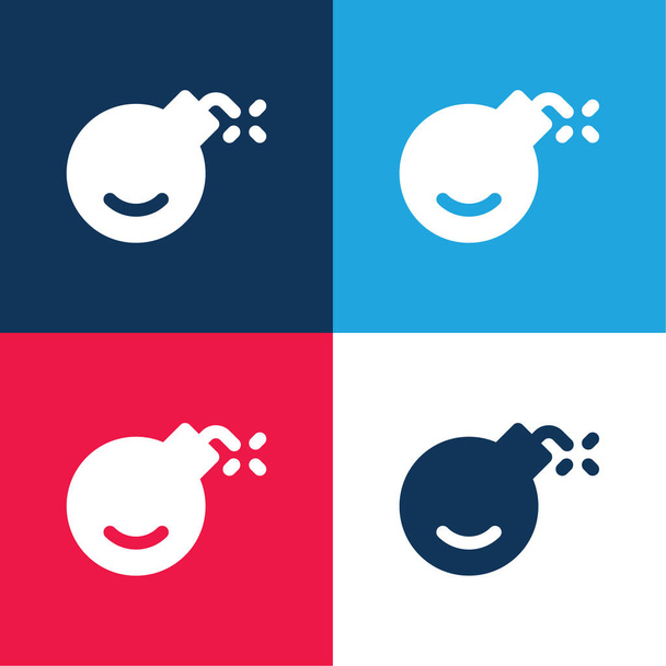 Bomb blue and red four color minimal icon set - Vector, Image