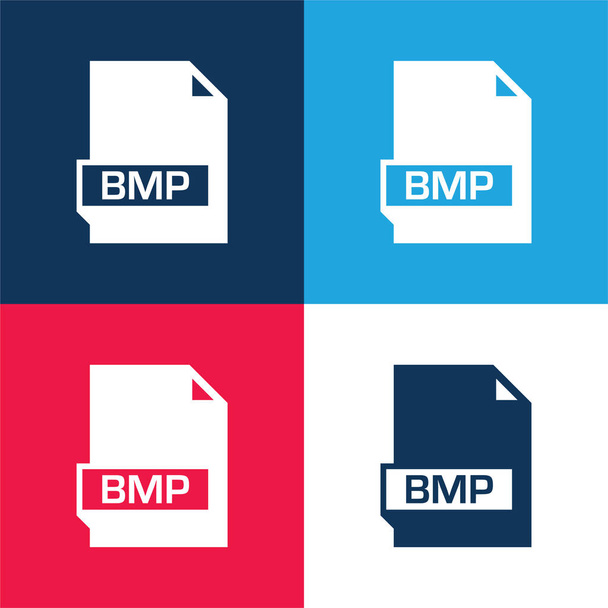 Bmp μπλε και κόκκινο τεσσάρων χρωμάτων ελάχιστο σύνολο εικονιδίων - Διάνυσμα, εικόνα