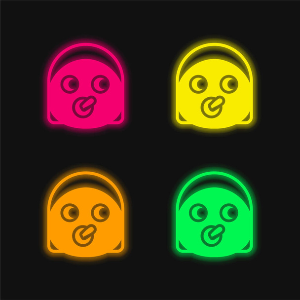 赤ちゃん4色輝くネオンベクトルアイコン - ベクター画像