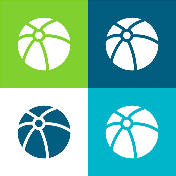 Bola plana de cuatro colores icono mínimo conjunto - Vector, Imagen