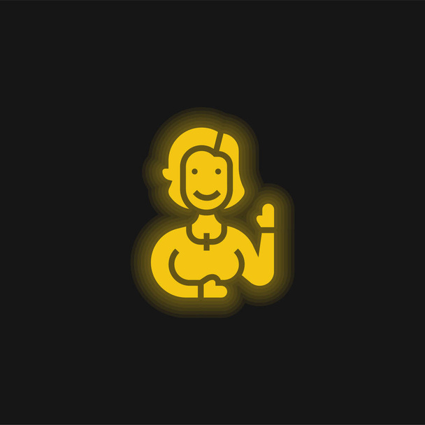 Aunt yellow glowing neon icon - Vector, Image