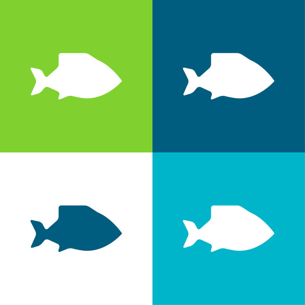Büyük Balık Düz 4 renk simgesi seti - Vektör, Görsel
