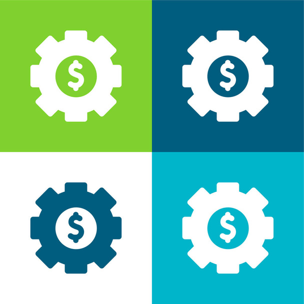 Asset Management Flat four color minimal icon set - Vector, Image
