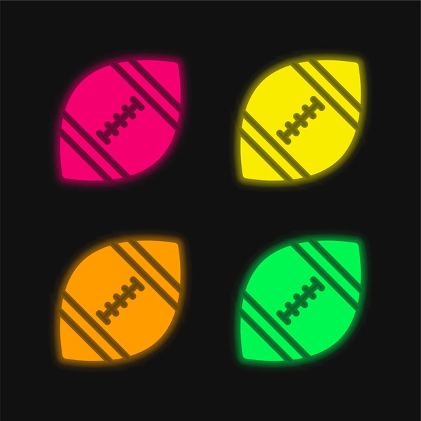 Четырехцветный светящийся неоновый вектор американского футбола - Вектор,изображение