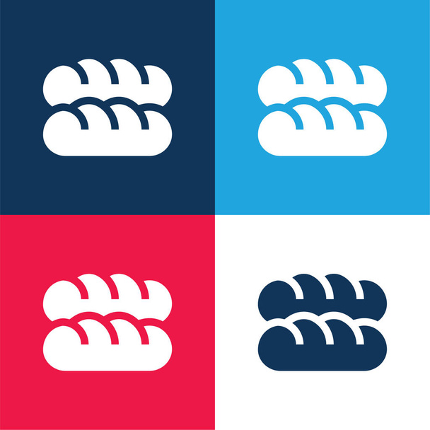 Baguette blue and red four color minimal icon set - Vector, Image