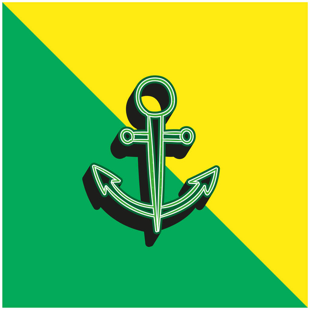 Άγκυρας Πράσινο και κίτρινο σύγχρονο 3d διάνυσμα εικονίδιο λογότυπο - Διάνυσμα, εικόνα