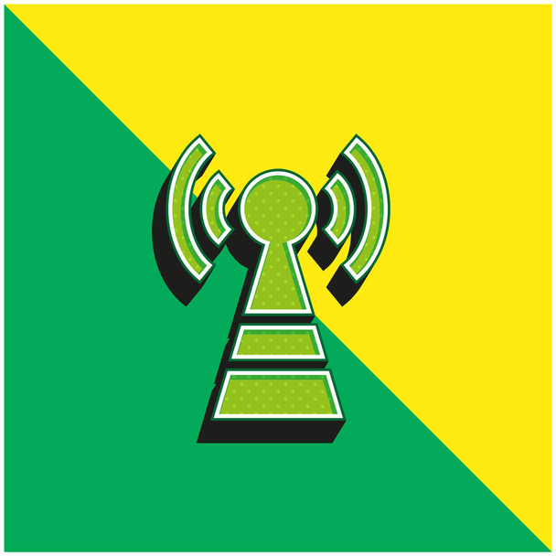Antena Zielone i żółte nowoczesne logo wektora 3D - Wektor, obraz