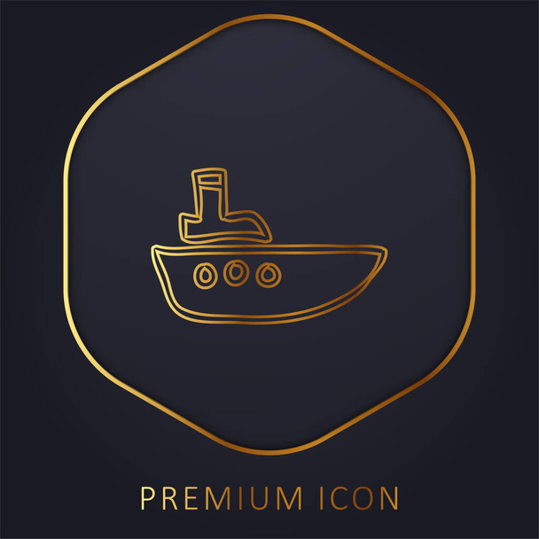 Barco mão desenhada esboço dourado linha premium logotipo ou ícone - Vetor, Imagem