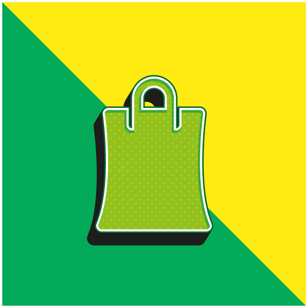 Große Einkaufstasche Grünes und gelbes modernes 3D-Vektor-Logo - Vektor, Bild