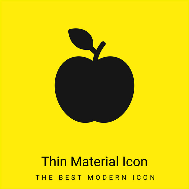Apple With Leaf minimal bright yellow material icon - Vector, Image