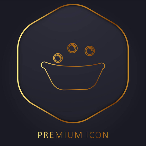 Bañera de bebé con burbujas de jabón línea de oro logotipo premium o icono - Vector, Imagen