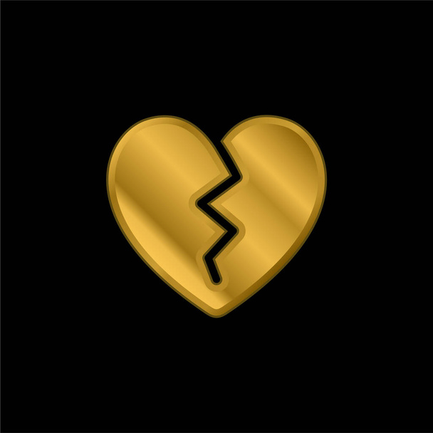 Borken Heart pozlacená metalická ikona nebo vektor loga - Vektor, obrázek