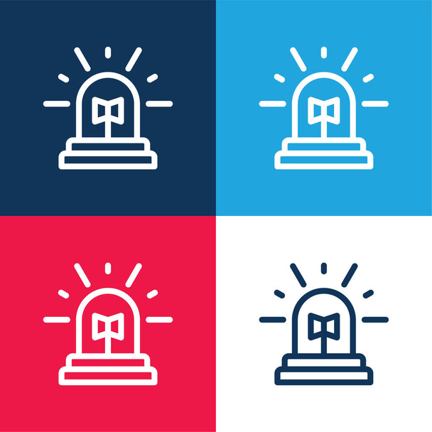 Alarma azul y rojo conjunto de iconos mínimo de cuatro colores - Vector, Imagen