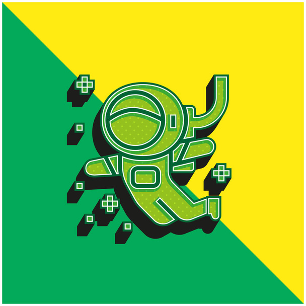 Astronauta Zielony i żółty nowoczesny ikona wektora 3D logo - Wektor, obraz