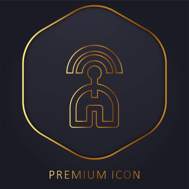 Bluetooth Radar Signal golden line premium logo or icon - Vector, Image