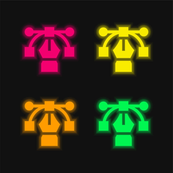 Arco de cuatro colores brillante icono del vector de neón - Vector, imagen