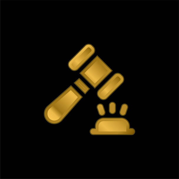 Subasta chapado en oro icono metálico o logo vector - Vector, imagen