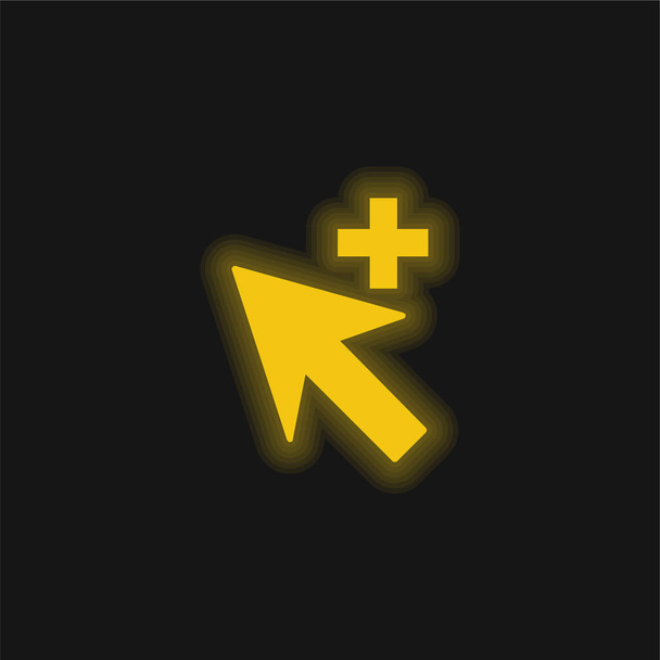 Add Cursor yellow glowing neon icon - Vector, Image