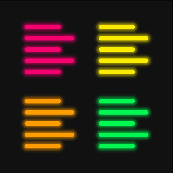 Alinhe quatro cores brilhante ícone de vetor de néon - Vetor, Imagem