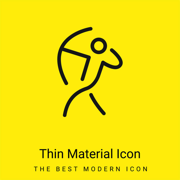 Archer Stick Man With An Arch icono de material amarillo brillante mínimo - Vector, Imagen