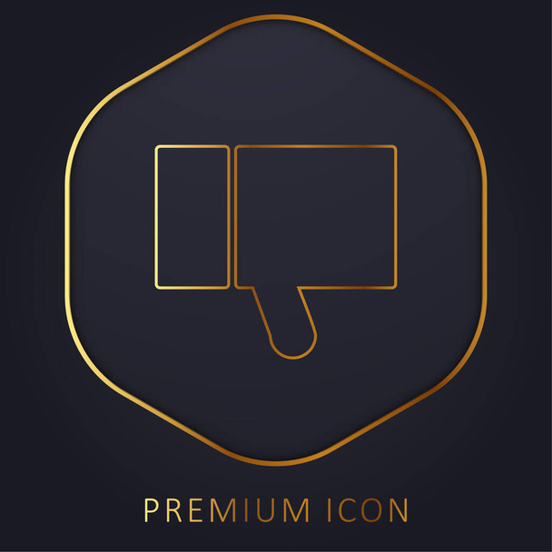 Μαύρο αντίχειρα κάτω χρυσή γραμμή premium λογότυπο ή εικονίδιο - Διάνυσμα, εικόνα
