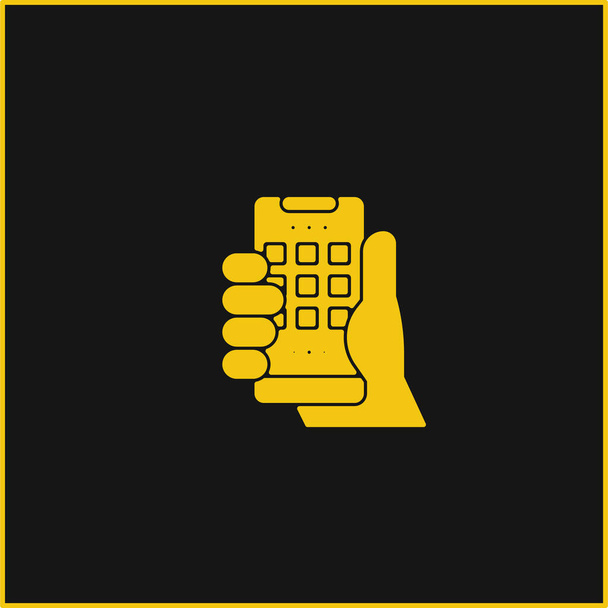 Applicazione icona al neon giallo incandescente - Vettoriali, immagini