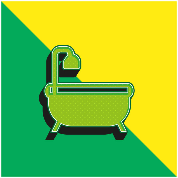 Bath Tub Green and yellow modern 3d vector icon logo - Vector, Image