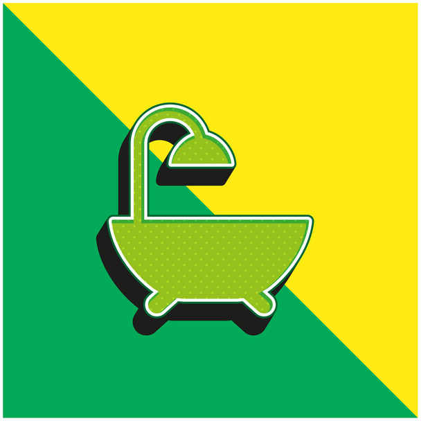 Bath Green ve sarı modern 3d vektör simgesi logosu - Vektör, Görsel