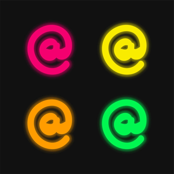 Σε τέσσερα χρώματα λαμπερό εικονίδιο διάνυσμα νέον - Διάνυσμα, εικόνα