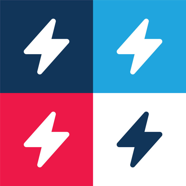 Bolt μπλε και κόκκινο σύνολο τεσσάρων χρωμάτων minimal εικονίδιο - Διάνυσμα, εικόνα