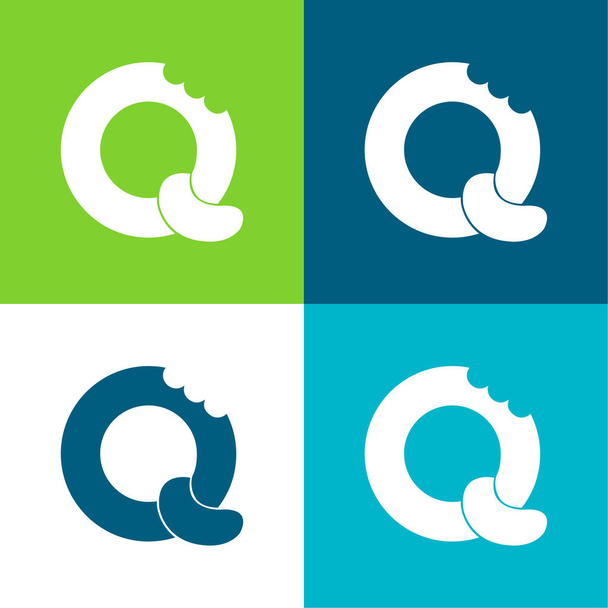 Bisquits Logo Flat conjunto de iconos mínimo de cuatro colores - Vector, imagen