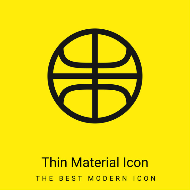 Basketball Ball Outline minimal bright yellow material icon - Vector, Image