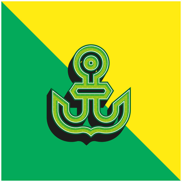 Анхор зелений і жовтий сучасний 3d векторний логотип ікони - Вектор, зображення