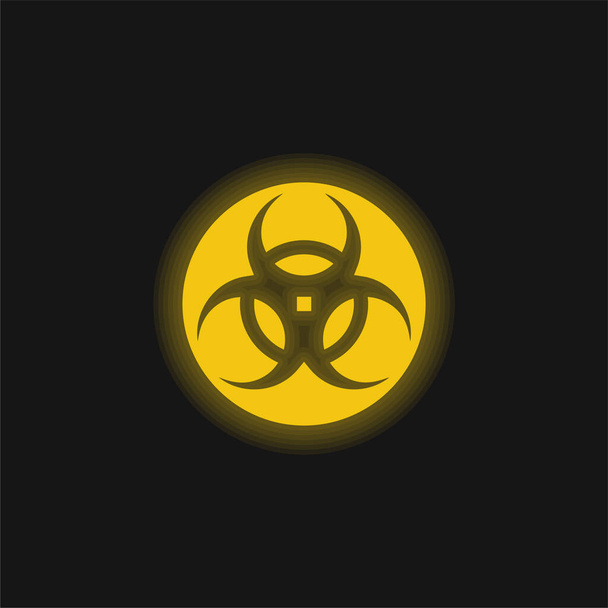 Icono de neón brillante amarillo de riesgo biológico - Vector, imagen