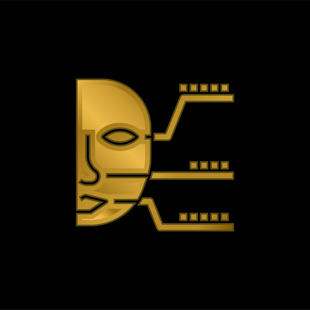 Identificação biométrica banhado a ouro ícone metálico ou vetor logotipo - Vetor, Imagem