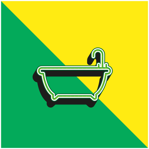 バスタブ緑と黄色の現代的な3Dベクトルアイコンのロゴ - ベクター画像