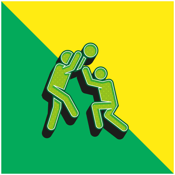 Kosárlabda játékos Zöld és sárga modern 3D vektor ikon logó - Vektor, kép