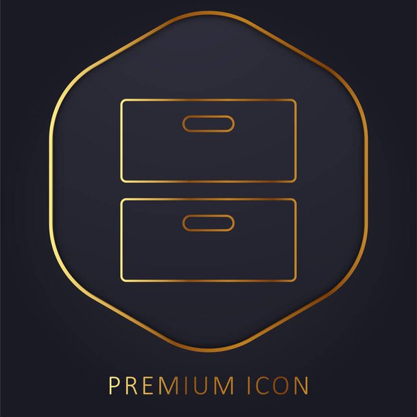 2 Συρτάρια χρυσή γραμμή πριμοδότηση λογότυπο ή εικονίδιο - Διάνυσμα, εικόνα