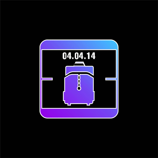 4. dubna 2014 Kalendář stránka s připomenutí cestovní taška Symbol modrý gradient ikona - Vektor, obrázek