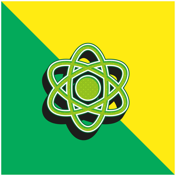 Logo de l'icône vectorielle 3D moderne Atom Green et jaune - Vecteur, image