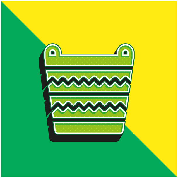Cesta verde e amarelo moderno logotipo do ícone do vetor 3d - Vetor, Imagem