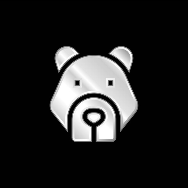 Медвежья серебряная металлическая икона - Вектор,изображение