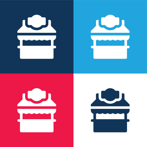 Booth blu e rosso set di icone minime a quattro colori - Vettoriali, immagini