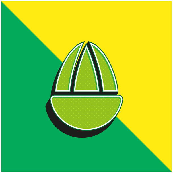 Badem yeşili ve sarı modern 3d vektör simgesi logosu - Vektör, Görsel