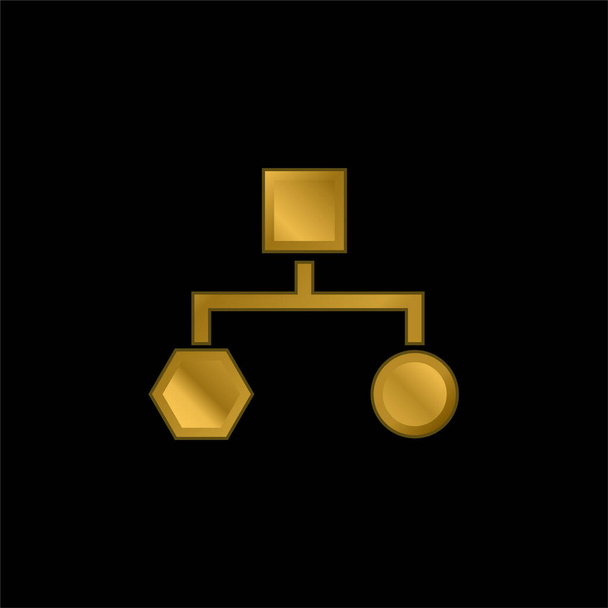 Блок Схеми чорних форм Золота металева іконка або вектор логотипу
 - Вектор, зображення