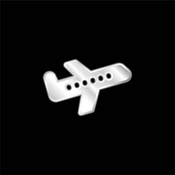Icône métallique argentée avion - Vecteur, image