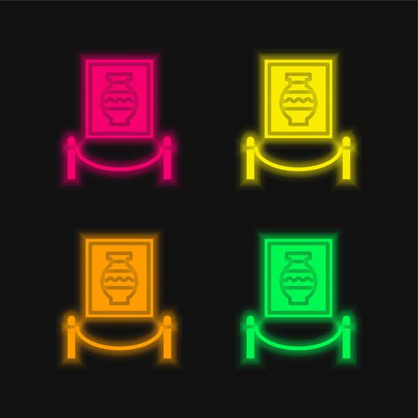 Művészet négy szín izzó neon vektor ikon - Vektor, kép