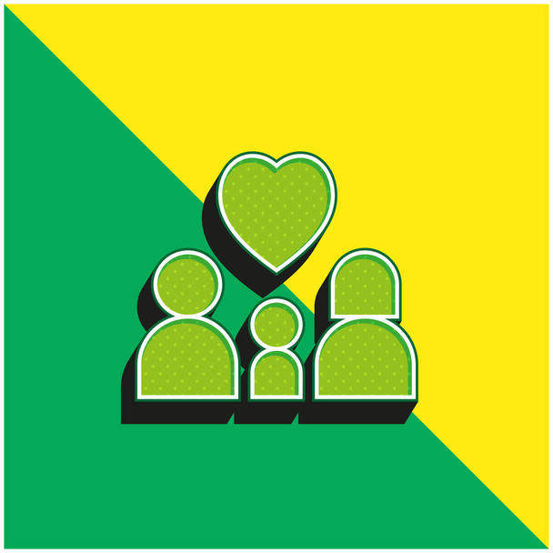 Adoção Verde e amarelo moderno logotipo do ícone do vetor 3d - Vetor, Imagem