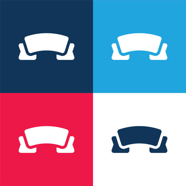 Banner modrá a červená čtyři barvy minimální ikona nastavena - Vektor, obrázek