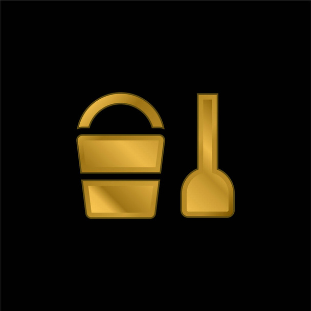 Plaża Zabawka złocona metaliczna ikona lub wektor logo - Wektor, obraz